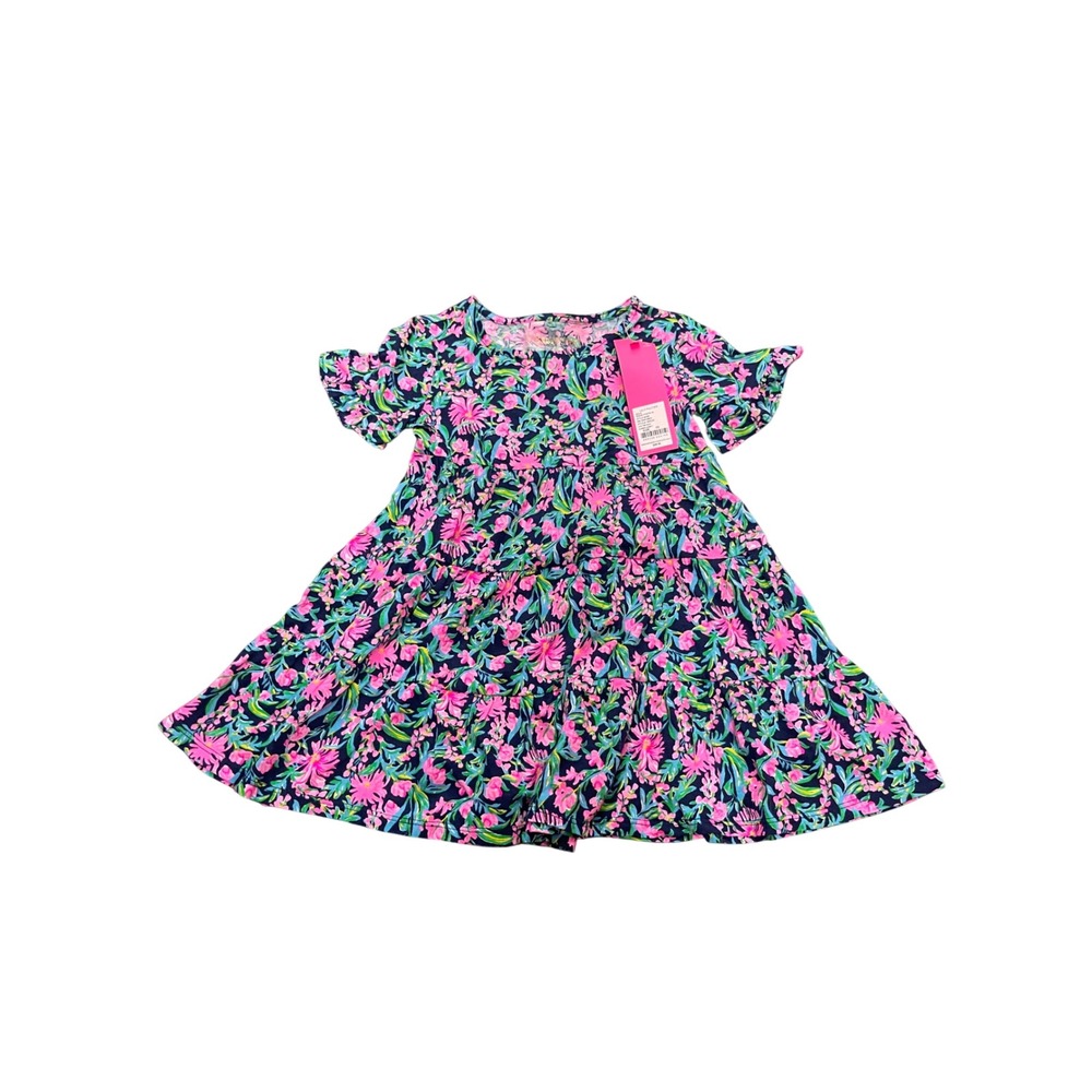 Lilly Pulitzer Mini Jodee Dress Low Tide Navy Garden Variety Floral Kids XS 2-3T